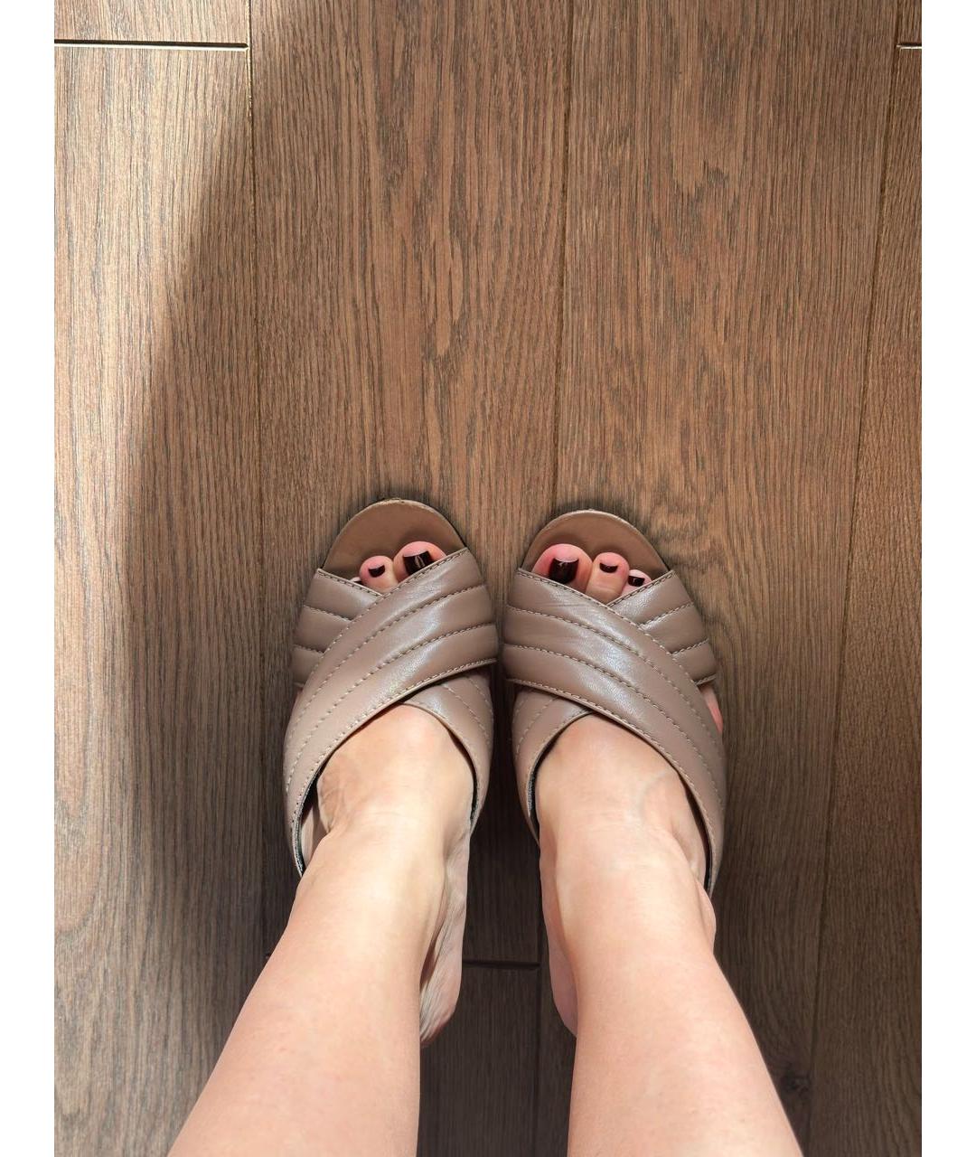 GUCCI Бежевые кожаные мюли, фото 8