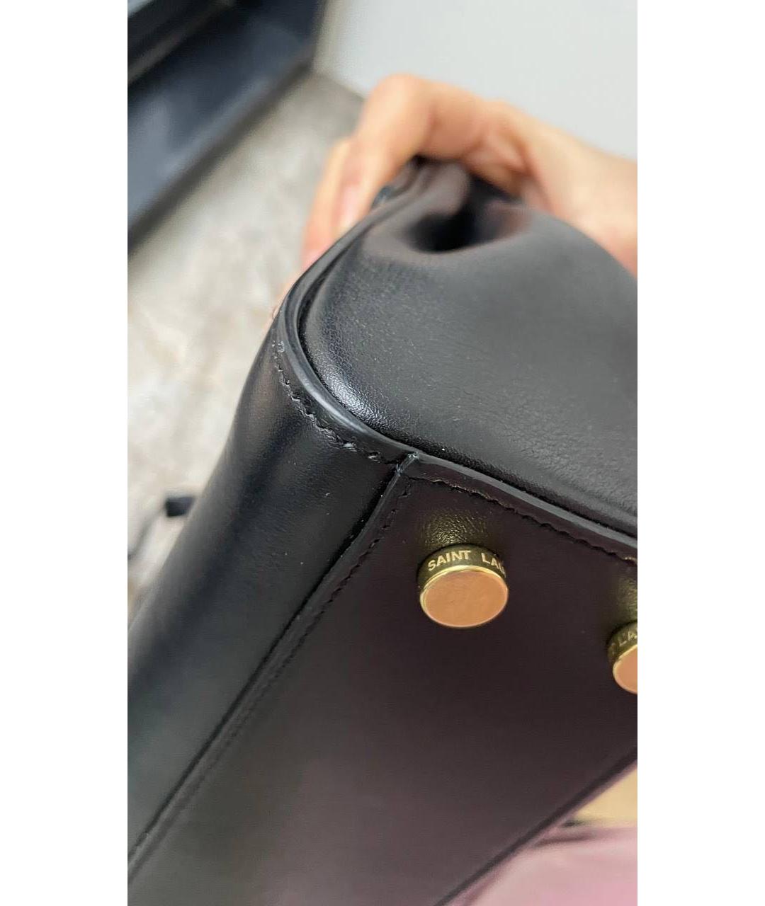 SAINT LAURENT Черная кожаная сумка через плечо, фото 2