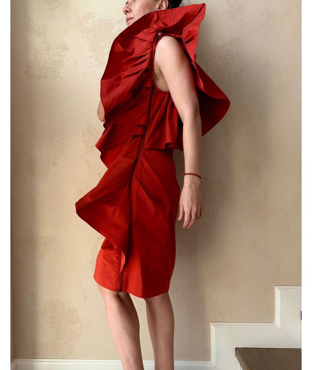 LANVIN Красное полиэстеровое коктейльное платье, фото 4