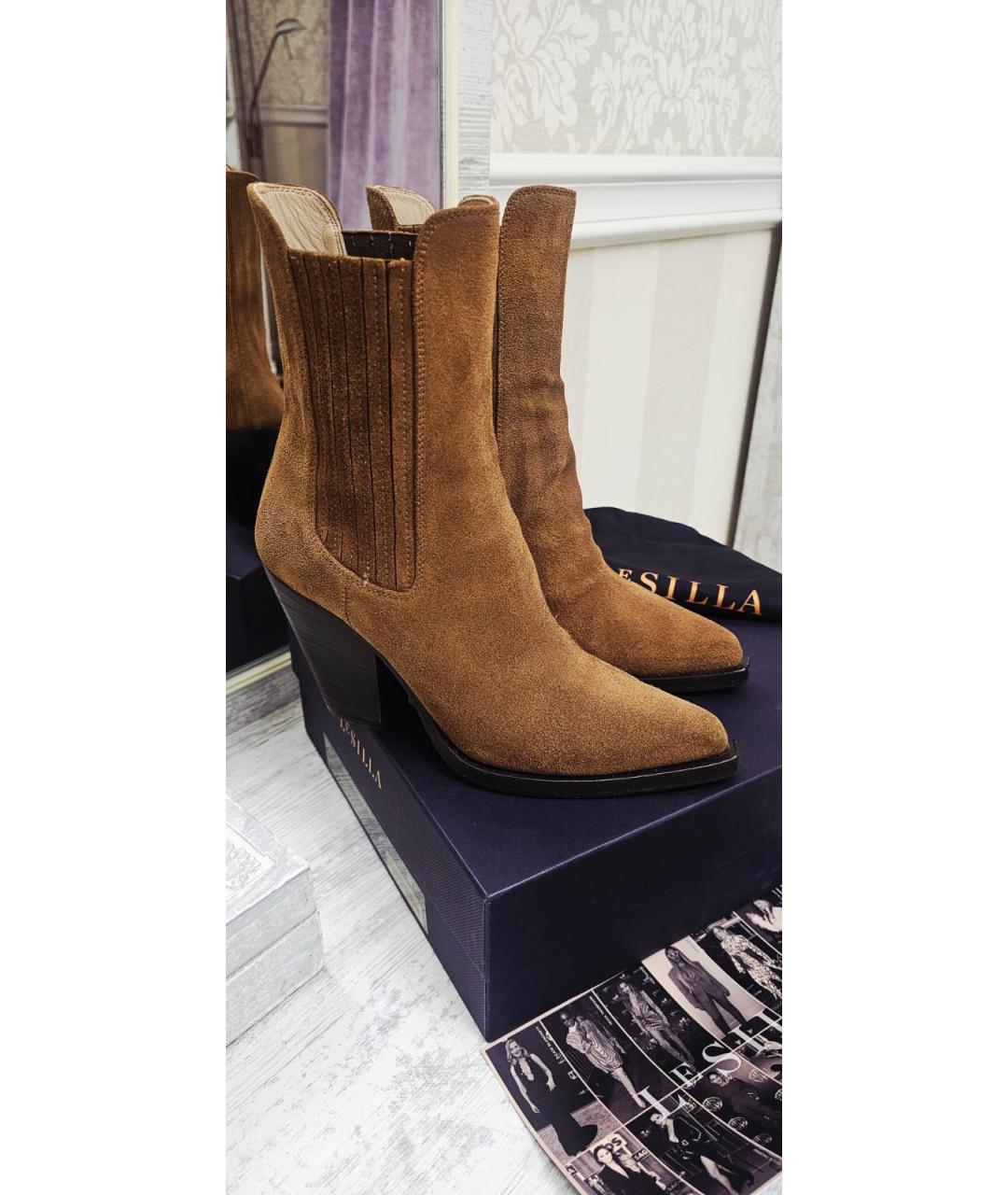 LE SILLA Коричневые замшевые полусапоги, фото 5