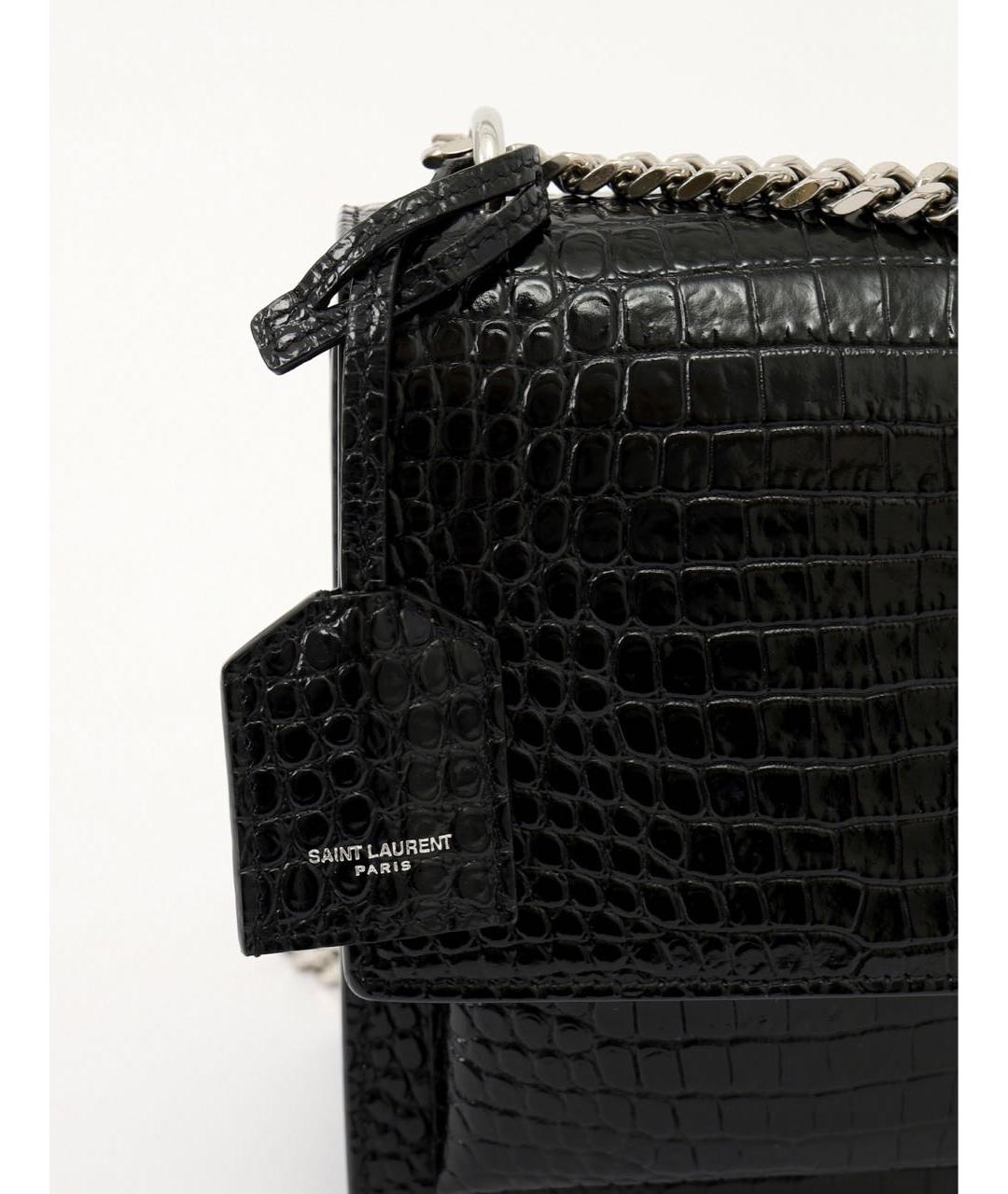 SAINT LAURENT Черная сумка через плечо из лакированной кожи, фото 6