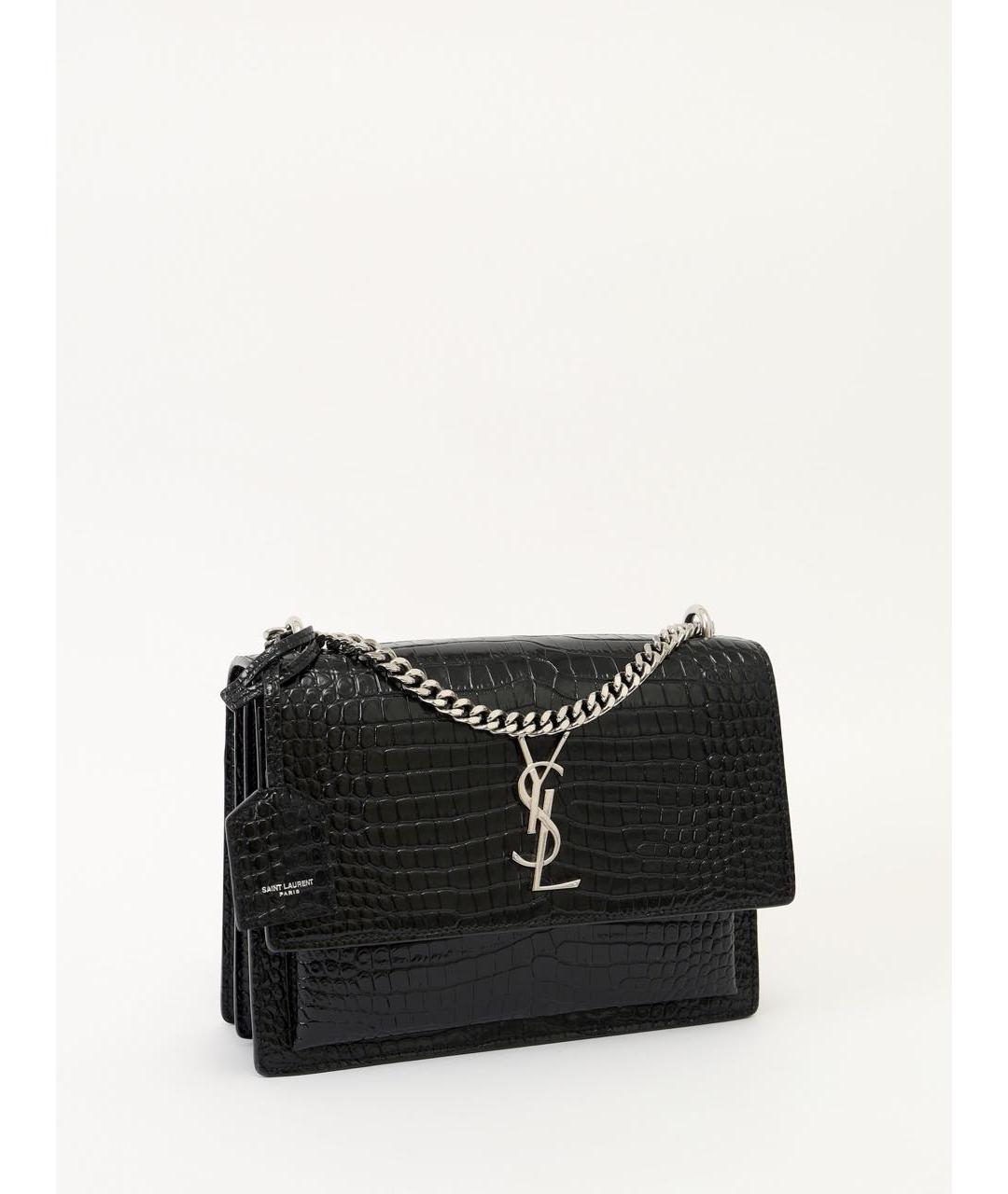 SAINT LAURENT Черная сумка через плечо из лакированной кожи, фото 3