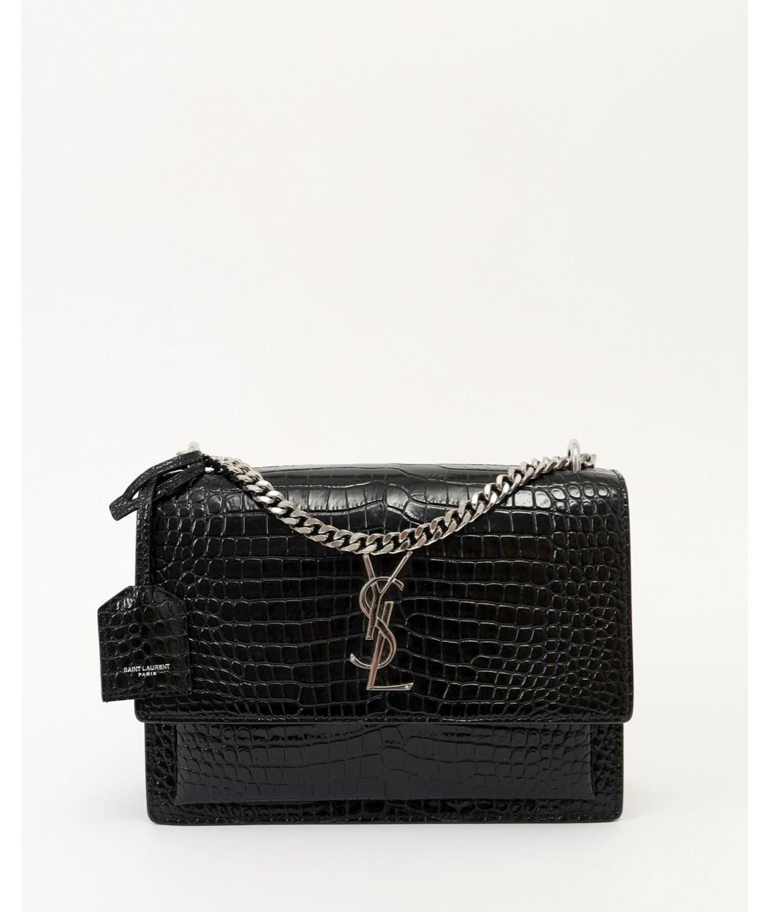 SAINT LAURENT Черная сумка через плечо из лакированной кожи, фото 8