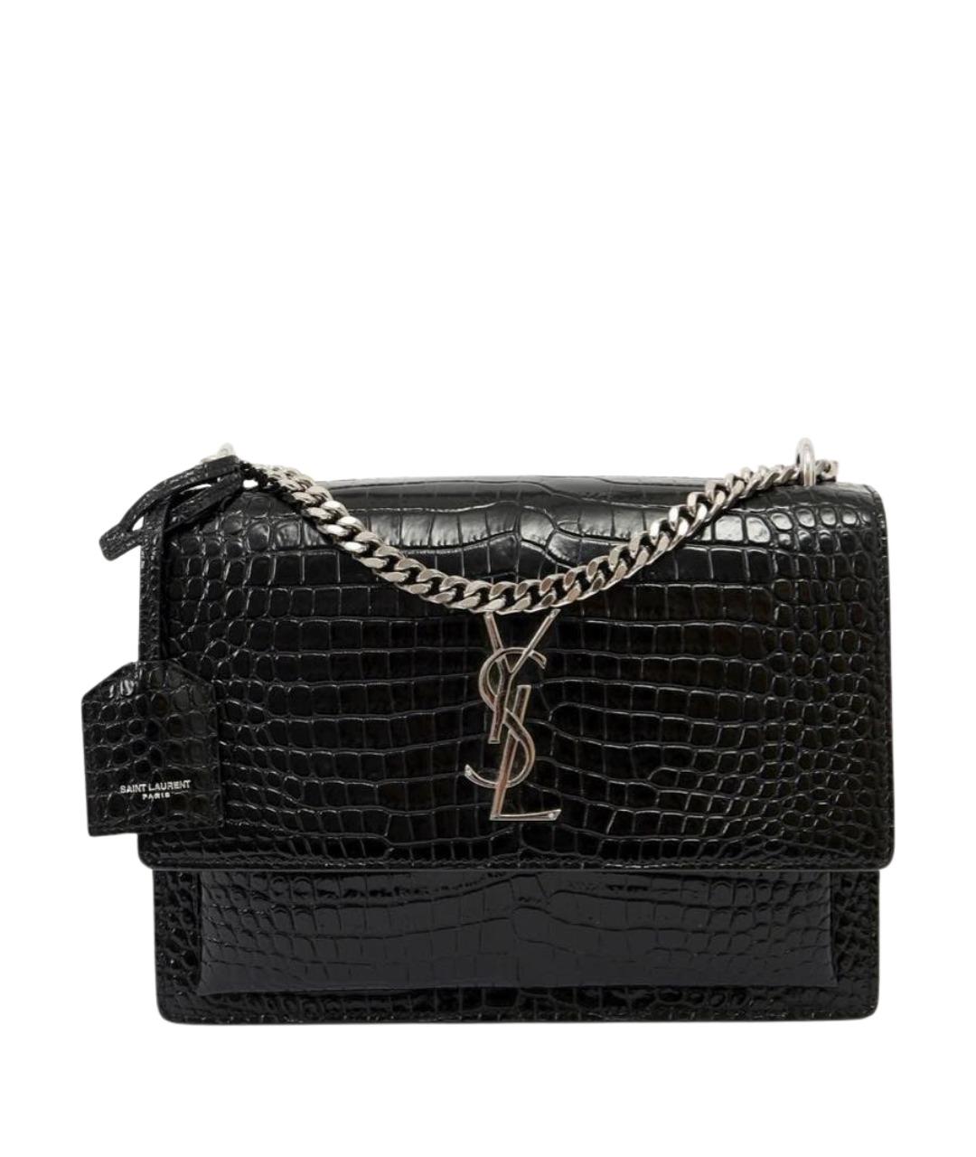 SAINT LAURENT Черная сумка через плечо из лакированной кожи, фото 1