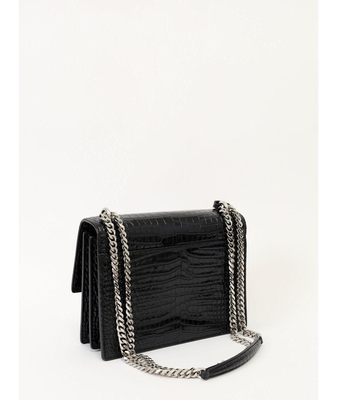 SAINT LAURENT Черная сумка через плечо из лакированной кожи, фото 2