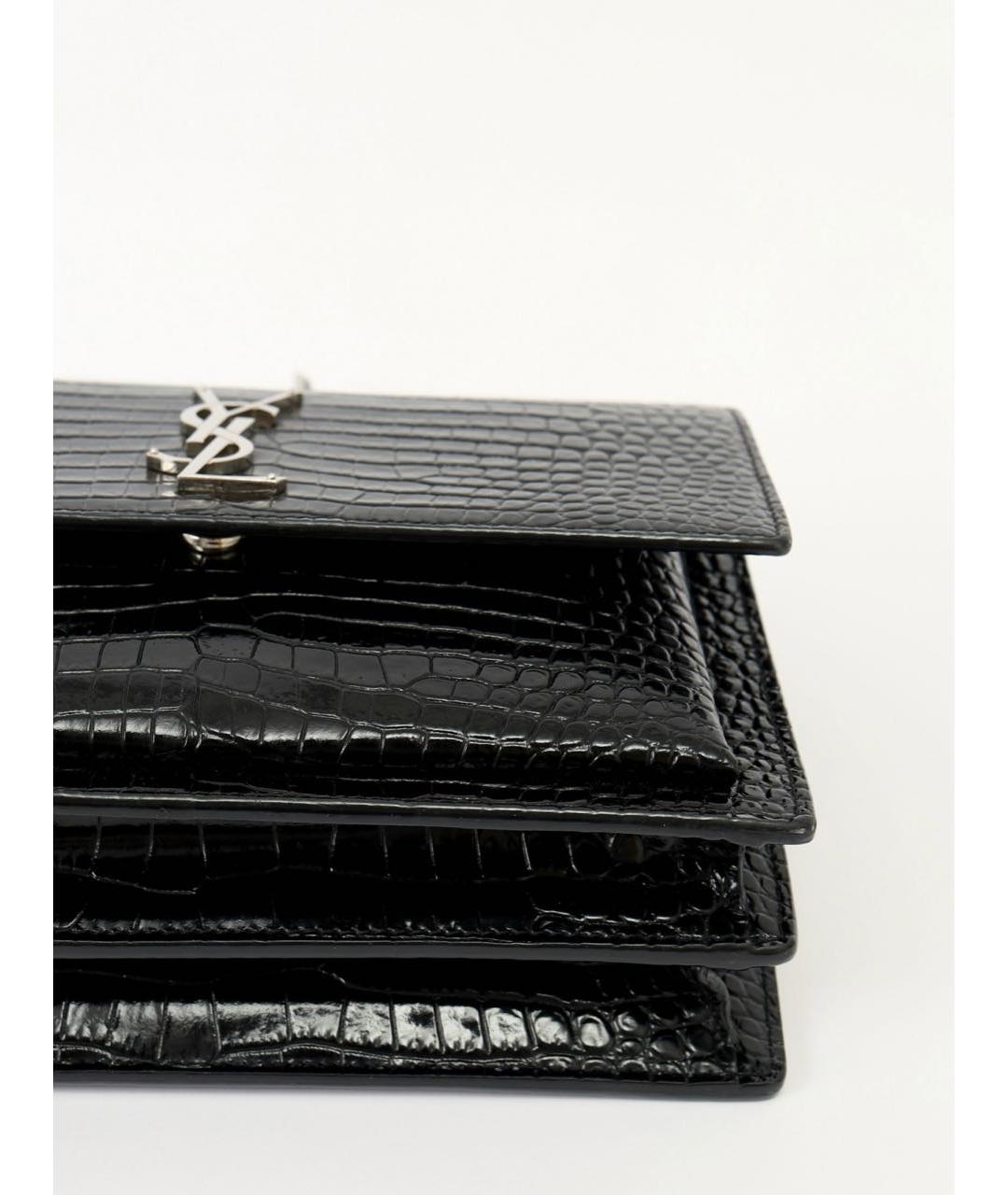 SAINT LAURENT Черная сумка через плечо из лакированной кожи, фото 5