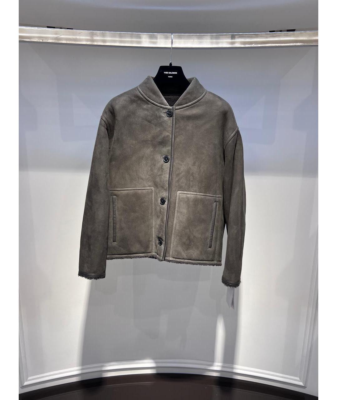 YVES SALOMON Серая кожаная дубленка, фото 3