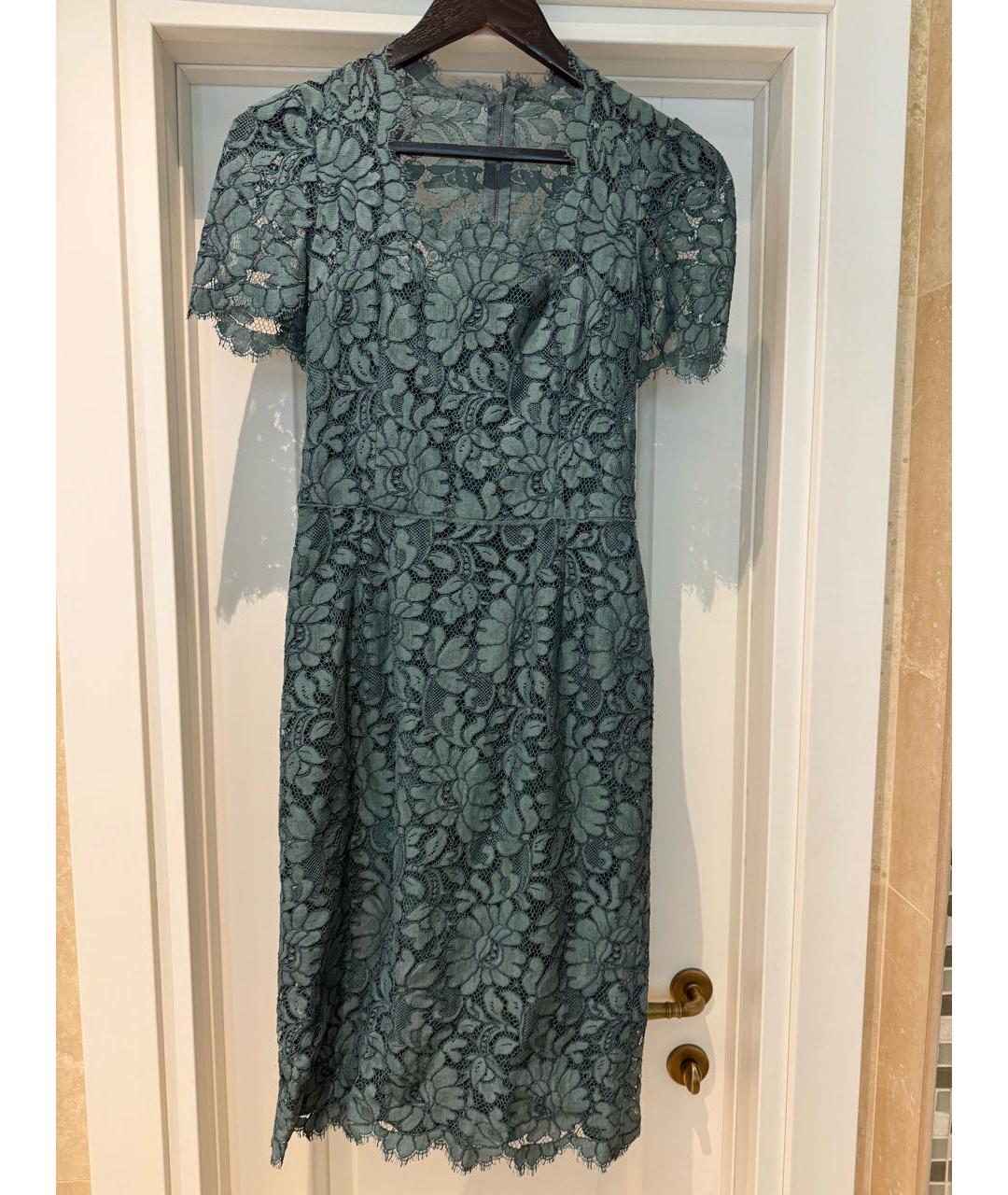DOLCE&GABBANA Зеленые кружевное коктейльное платье, фото 6