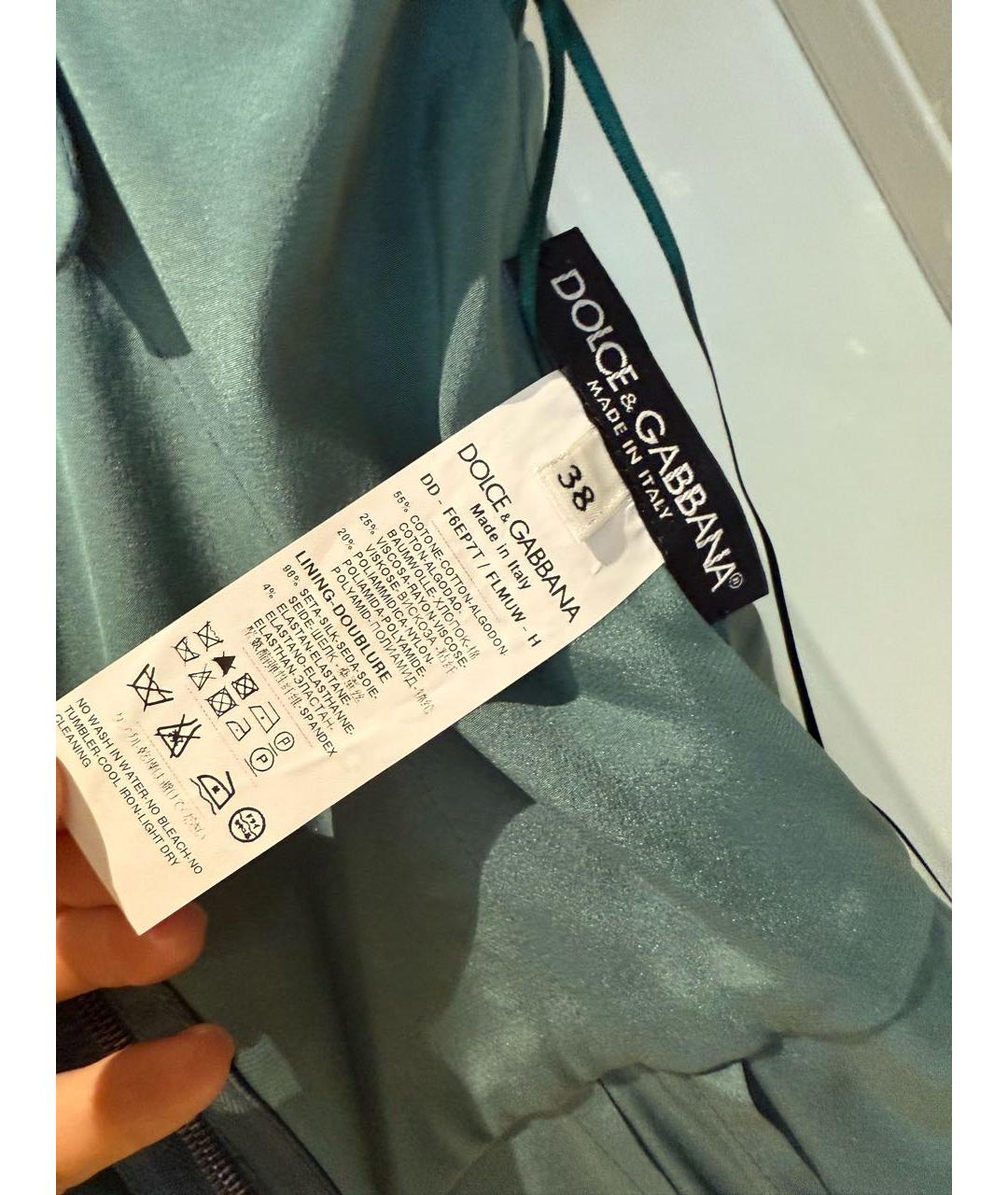 DOLCE&GABBANA Зеленые кружевное коктейльное платье, фото 3