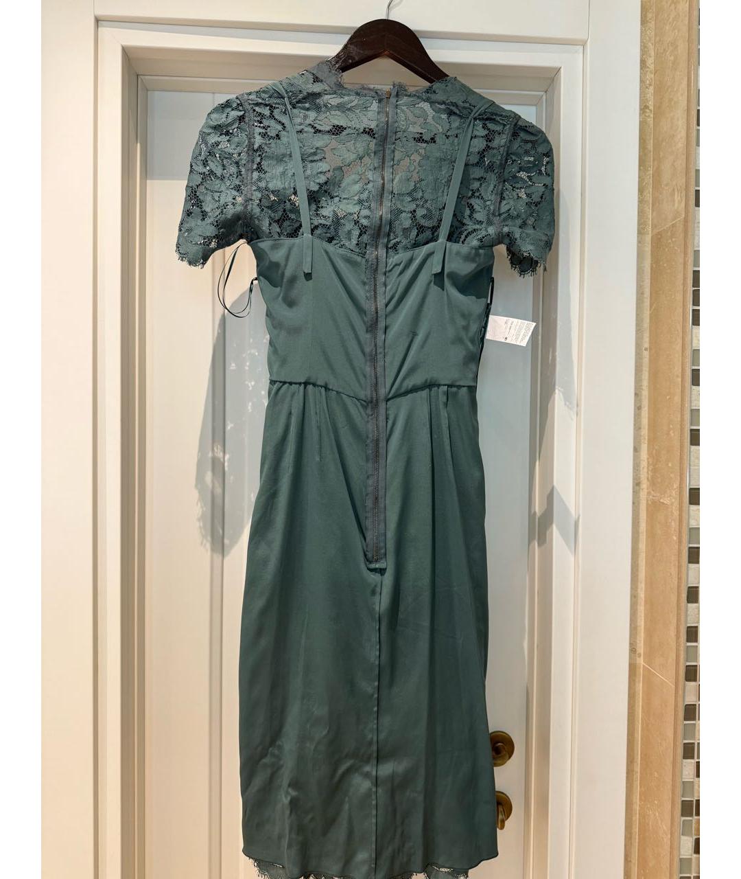 DOLCE&GABBANA Зеленые кружевное коктейльное платье, фото 4