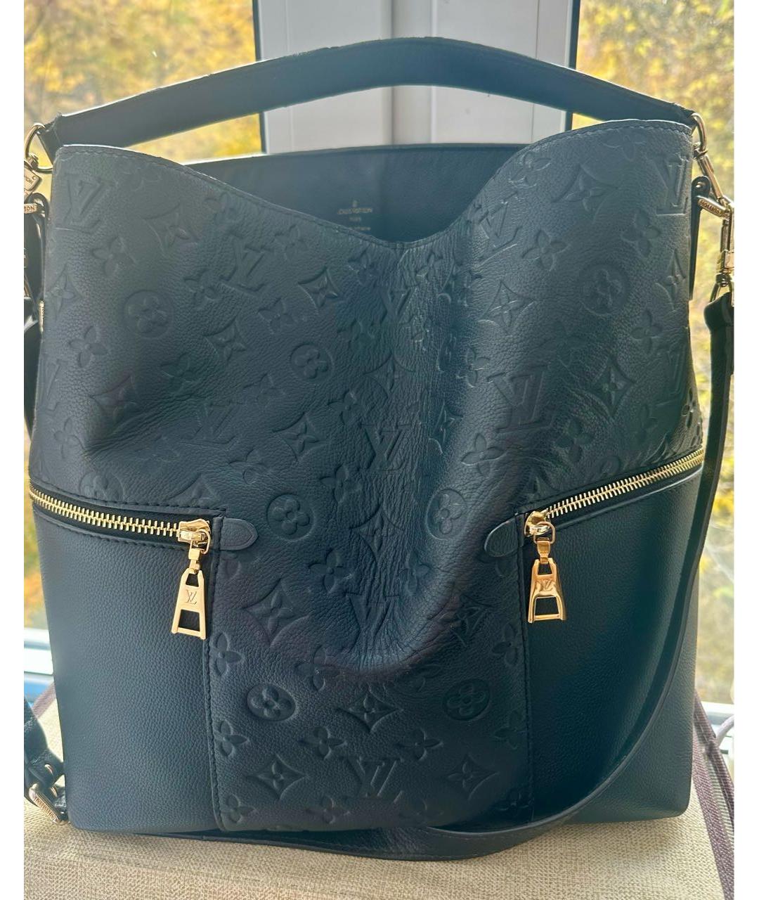 LOUIS VUITTON Черная кожаная сумка тоут, фото 7