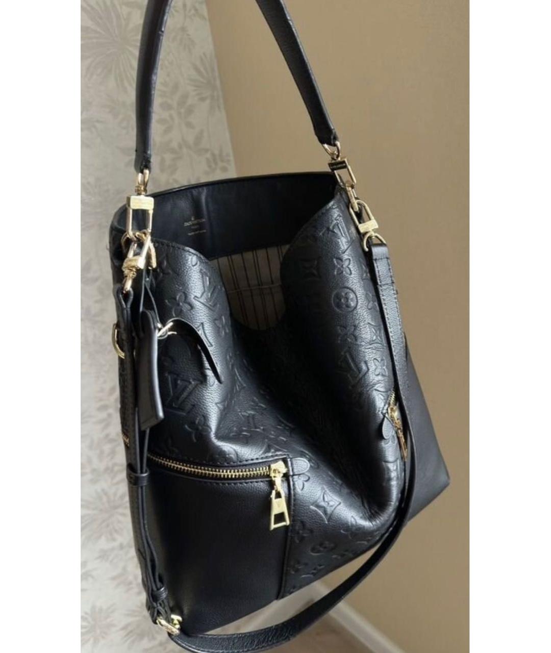 LOUIS VUITTON Черная кожаная сумка тоут, фото 6