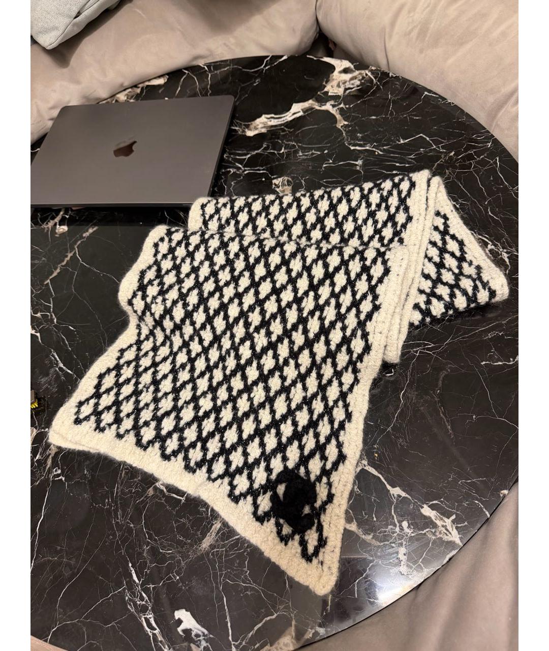 CHANEL Черный кашемировый шарф, фото 7