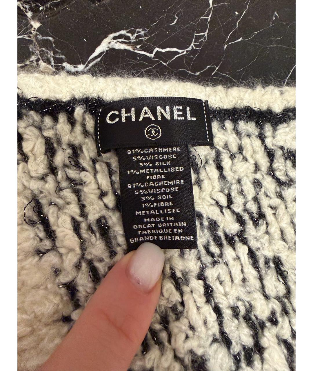 CHANEL Черный кашемировый шарф, фото 5