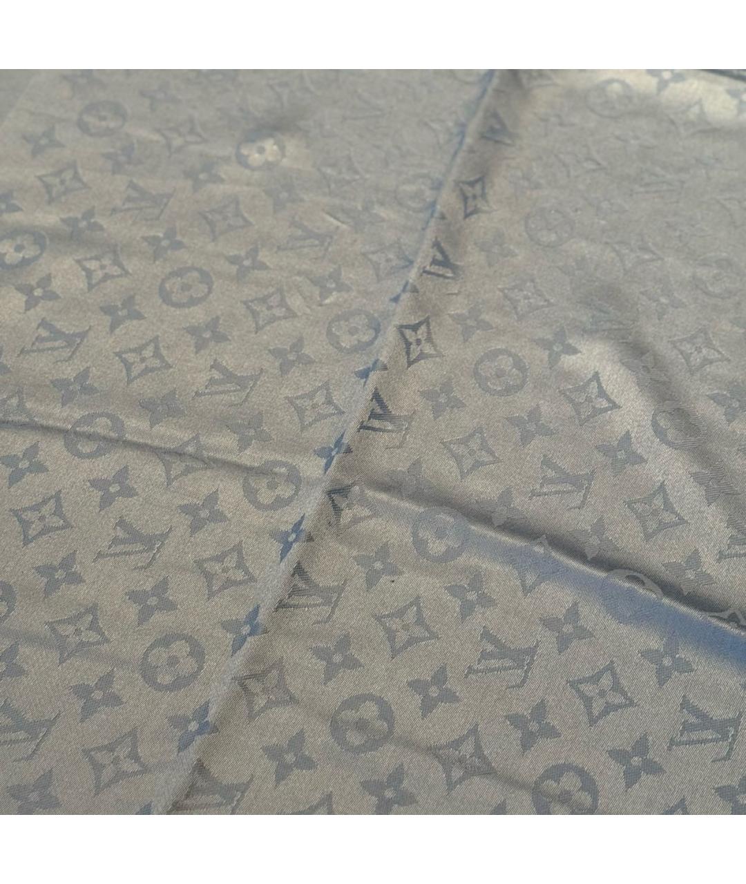 LOUIS VUITTON Голубой кашемировый платок, фото 5