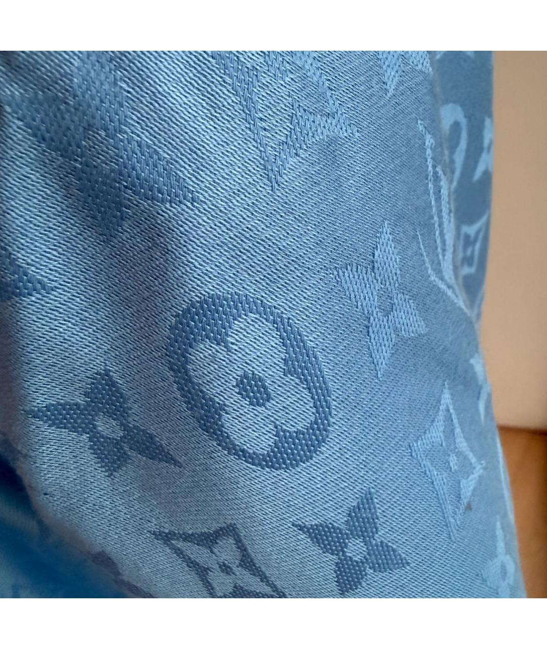 LOUIS VUITTON Голубой кашемировый платок, фото 2