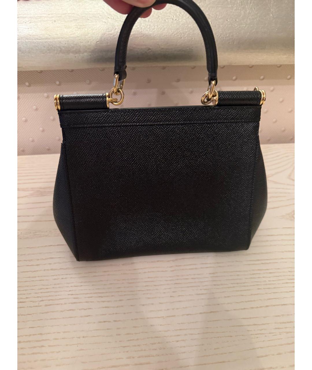 DOLCE&GABBANA Черная кожаная сумка с короткими ручками, фото 3