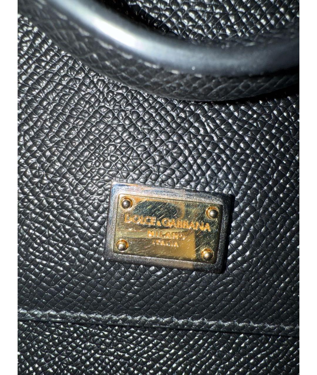 DOLCE&GABBANA Черная кожаная сумка с короткими ручками, фото 2