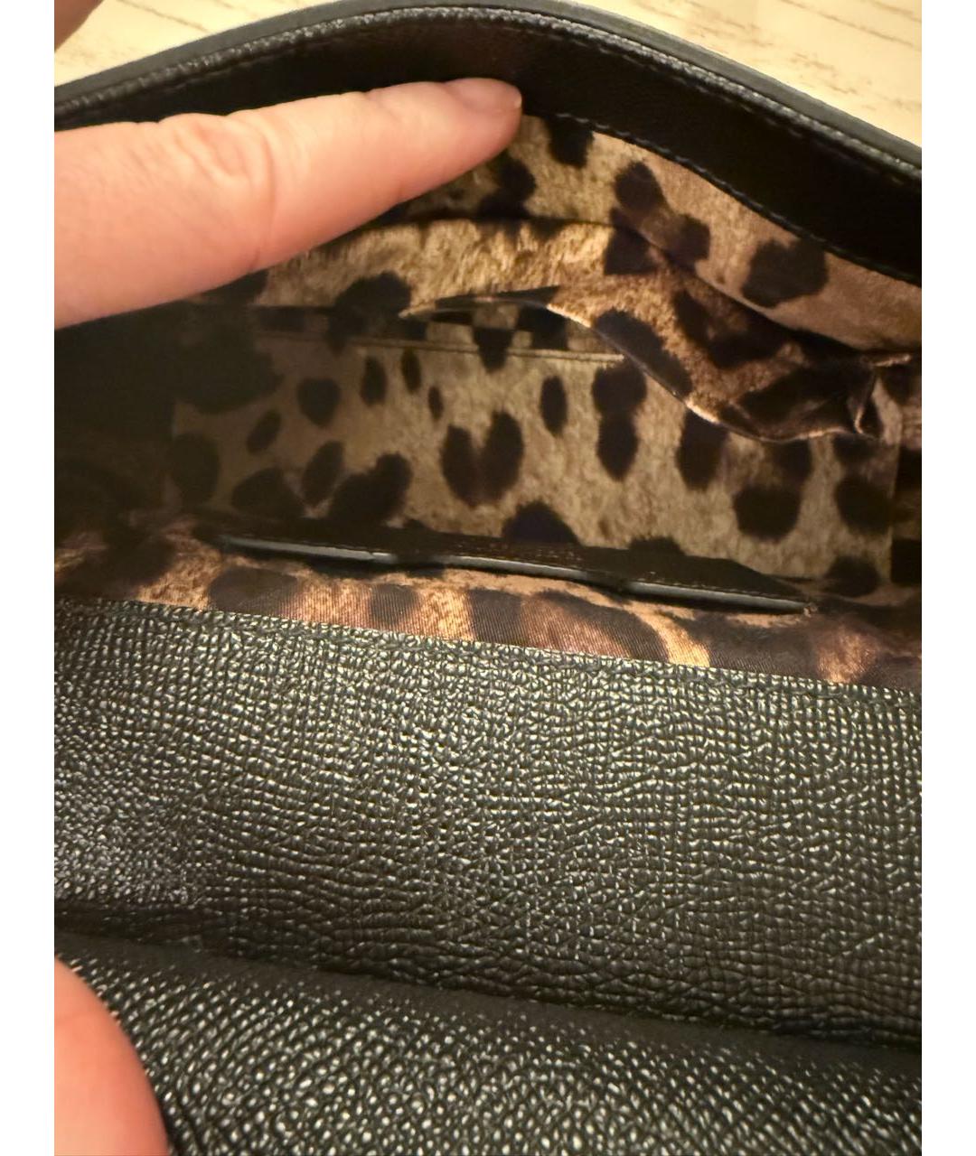 DOLCE&GABBANA Черная кожаная сумка с короткими ручками, фото 4