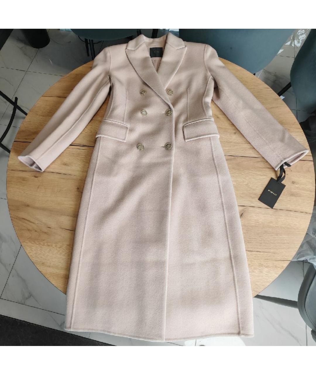 PINKO Бежевое шерстяное пальто, фото 5