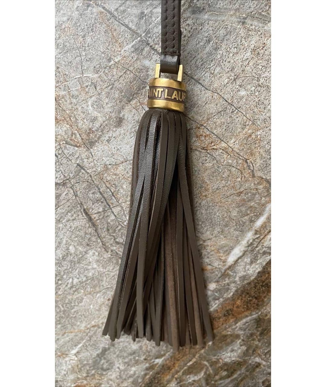 SAINT LAURENT Коричневая кожаная сумка через плечо, фото 7