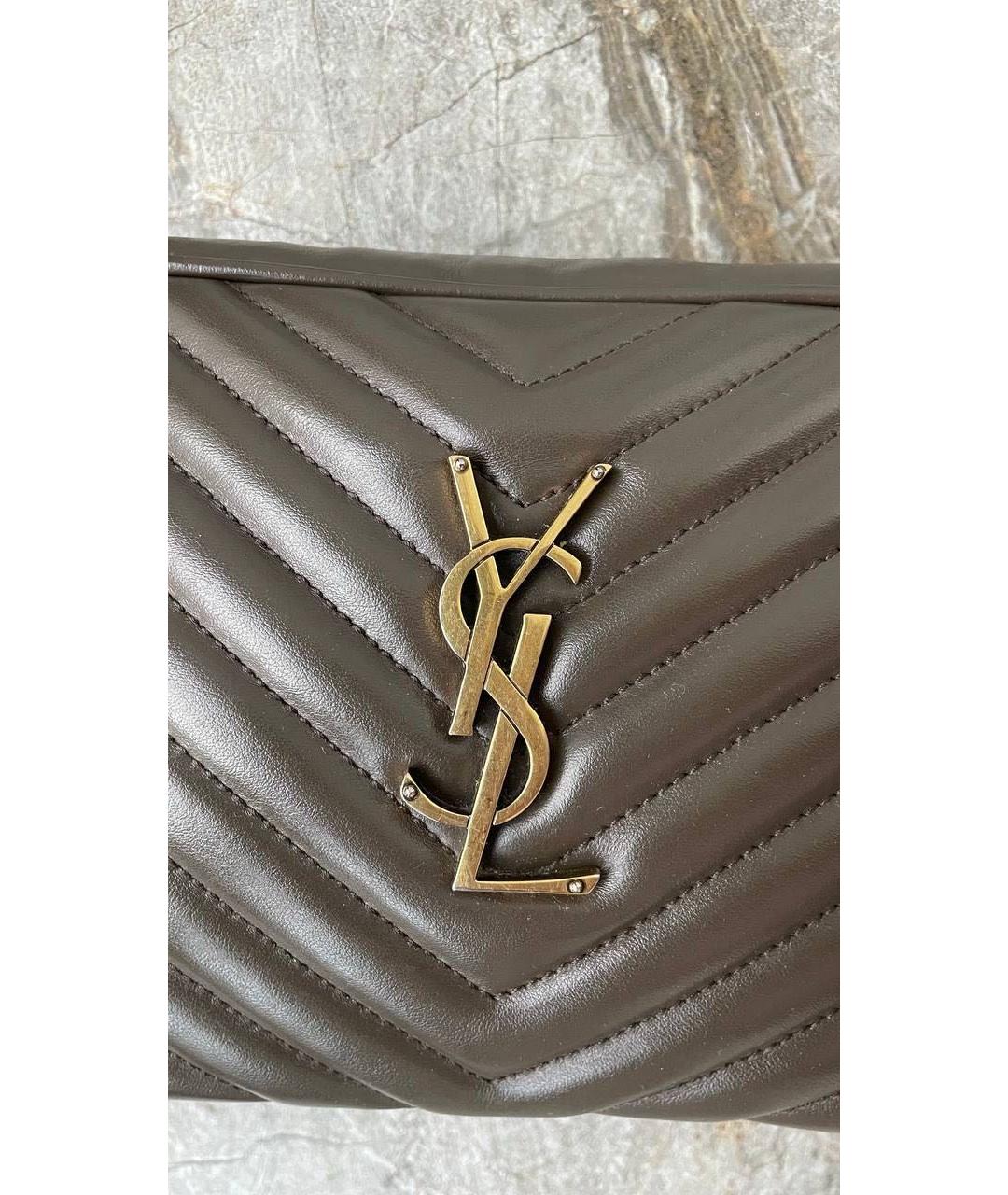 SAINT LAURENT Коричневая кожаная сумка через плечо, фото 8