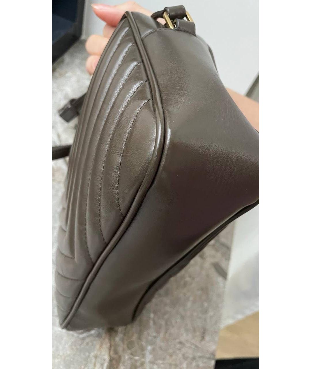 SAINT LAURENT Коричневая кожаная сумка через плечо, фото 6