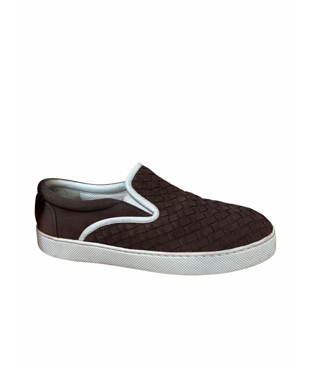 BOTTEGA VENETA Коричневые замшевые слипоны, фото 6