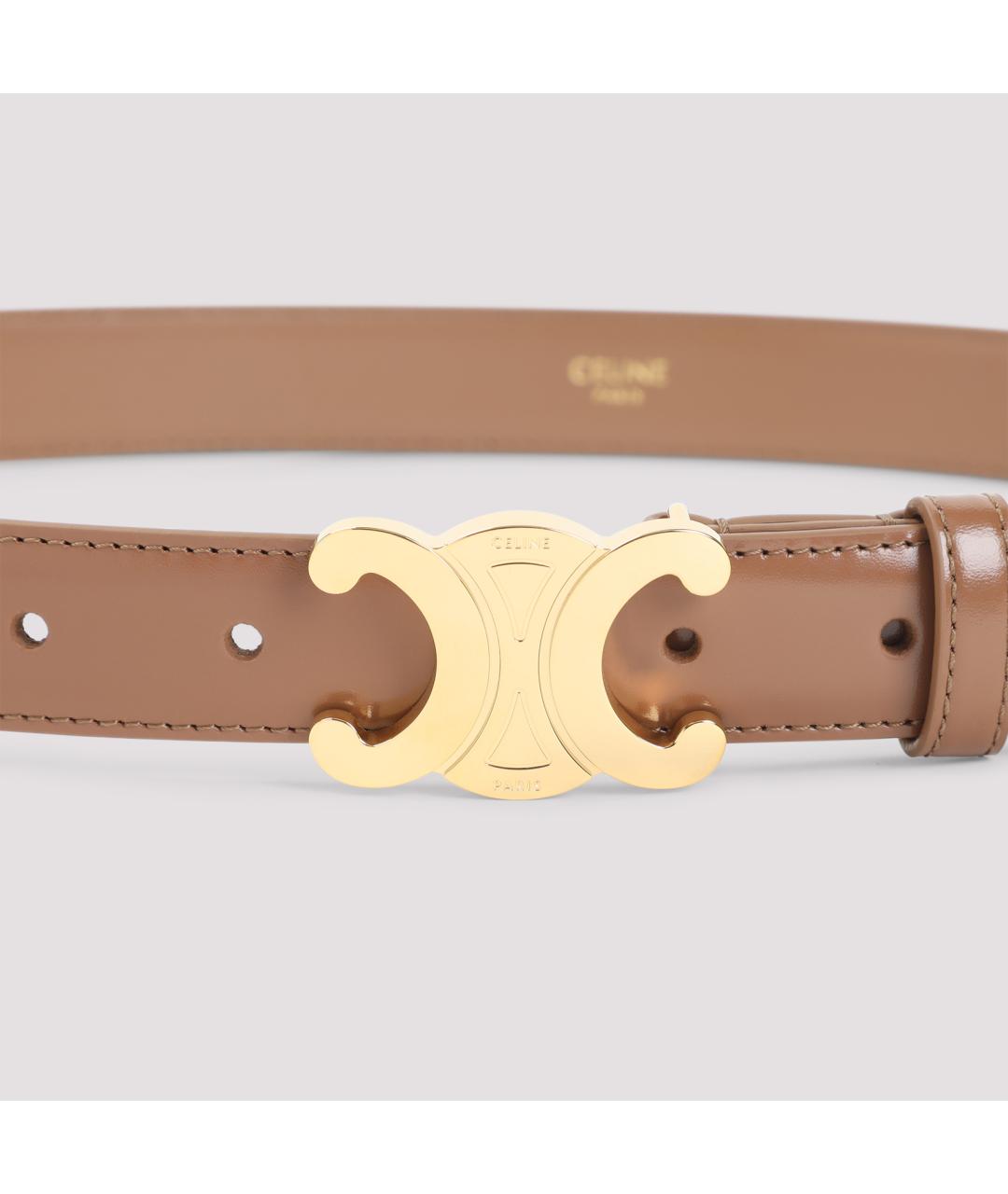 CELINE Коричневый кожаный ремень, фото 2