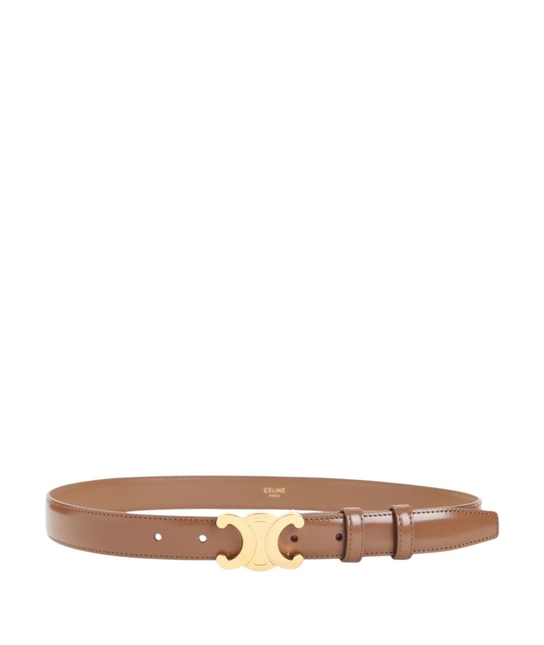 CELINE Коричневый кожаный ремень, фото 1