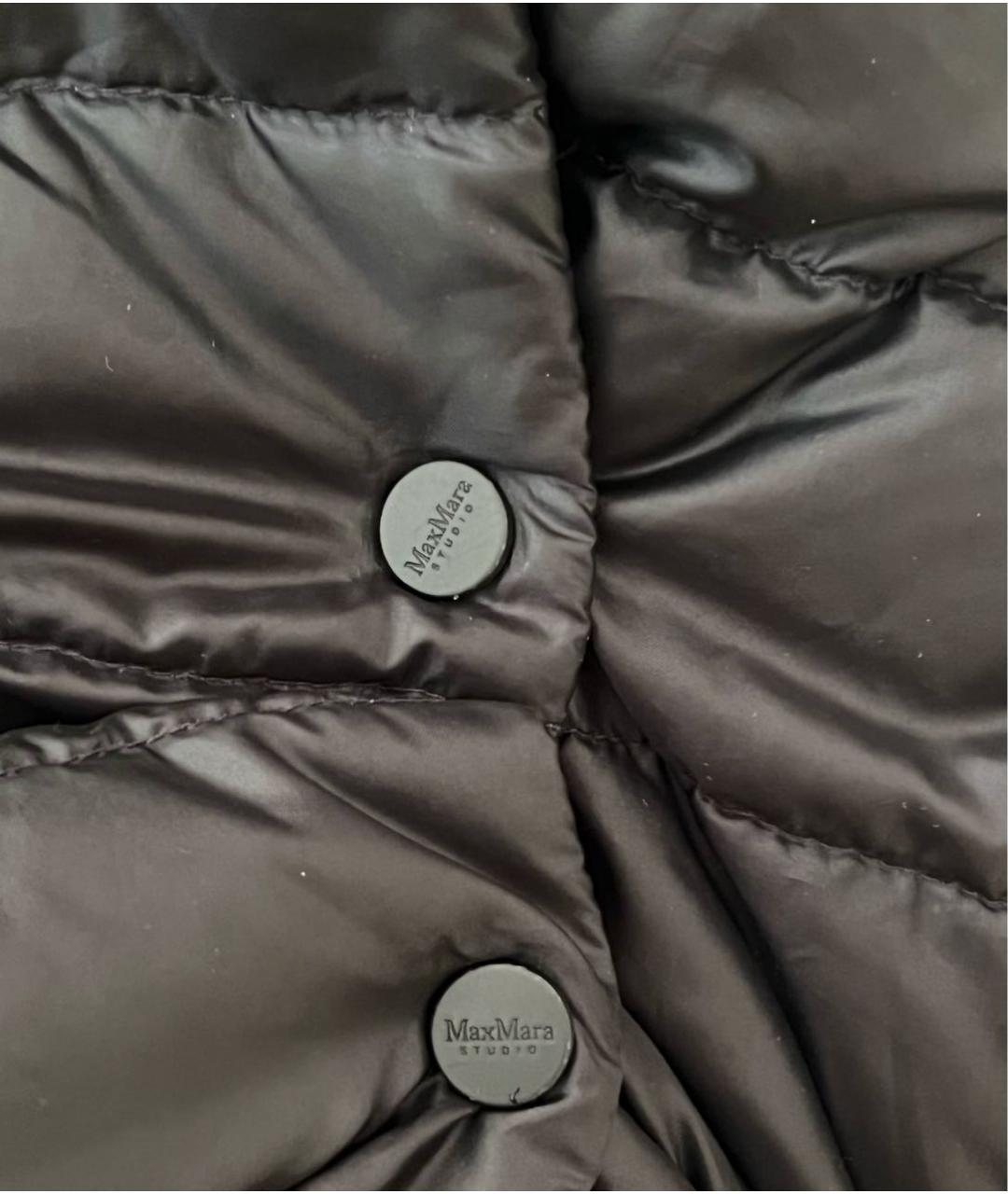 MAX MARA STUDIO Черный полиэстеровый пуховик, фото 4