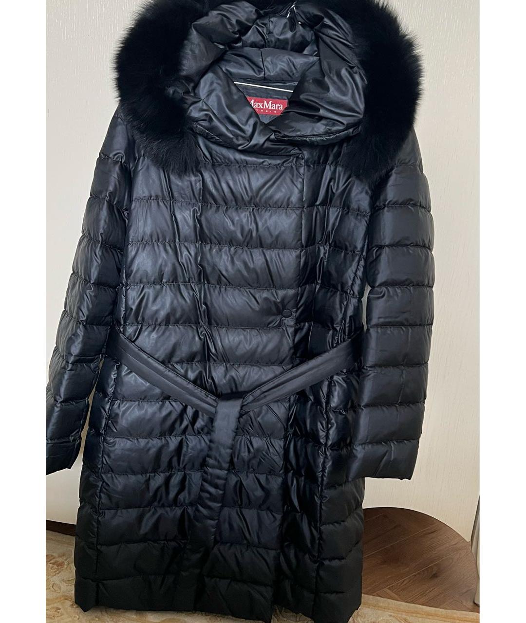 MAX MARA STUDIO Черный полиэстеровый пуховик, фото 5