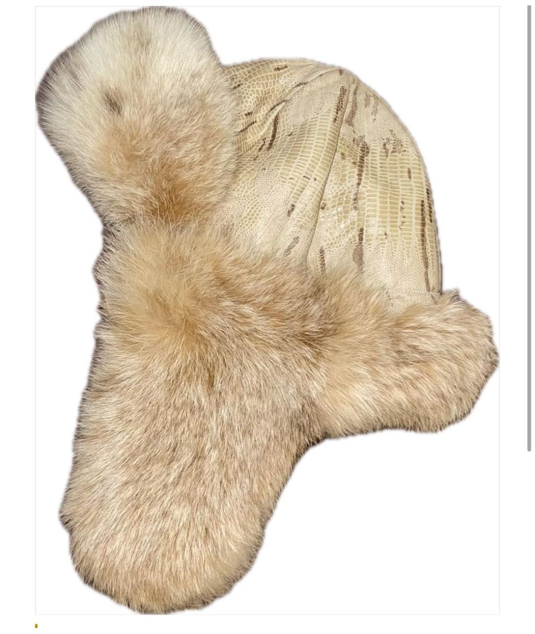 SAGA Бежевая кожаная шапка, фото 1