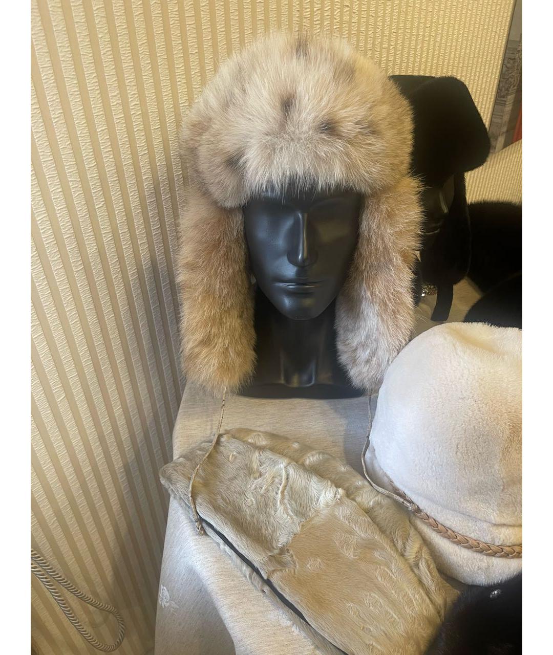 SAGA Бежевая кожаная шапка, фото 6