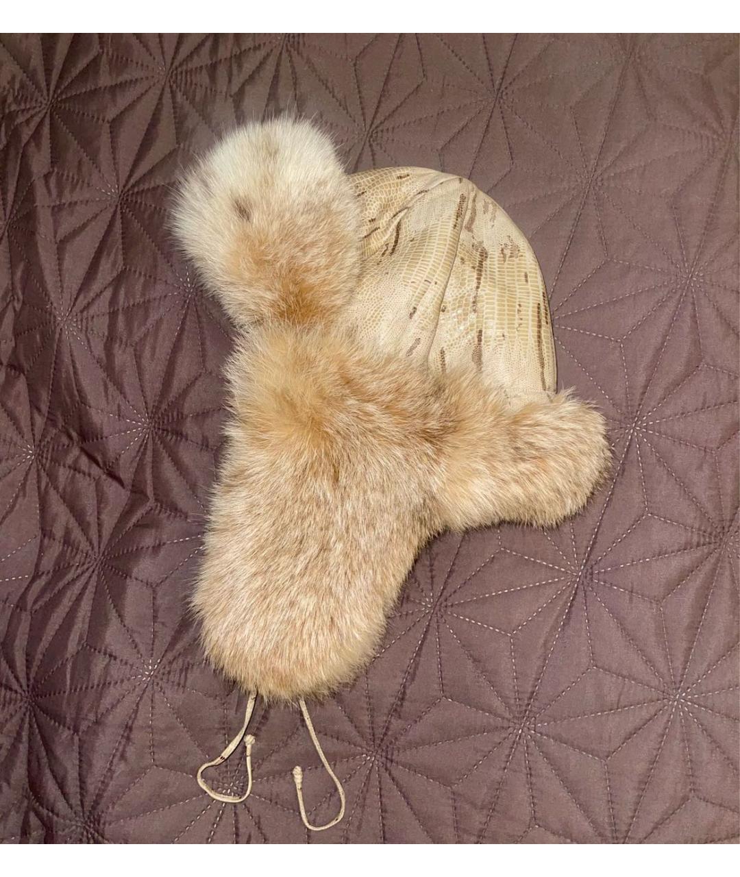 SAGA Бежевая кожаная шапка, фото 2