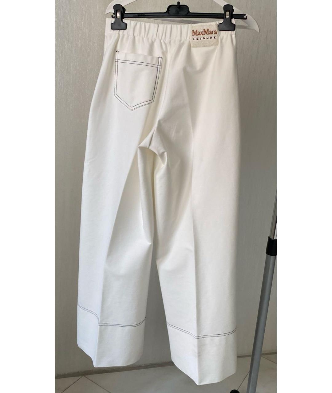 MAX MARA Белые хлопковые брюки широкие, фото 2