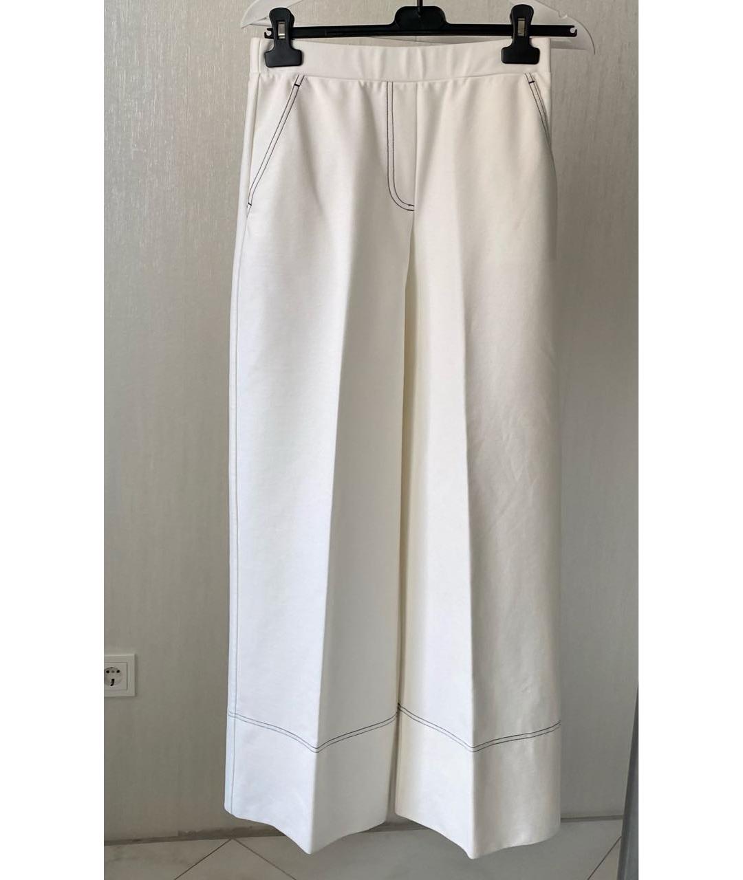 MAX MARA Белые хлопковые брюки широкие, фото 5