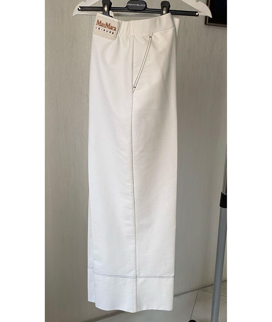 MAX MARA Белые хлопковые брюки широкие, фото 4