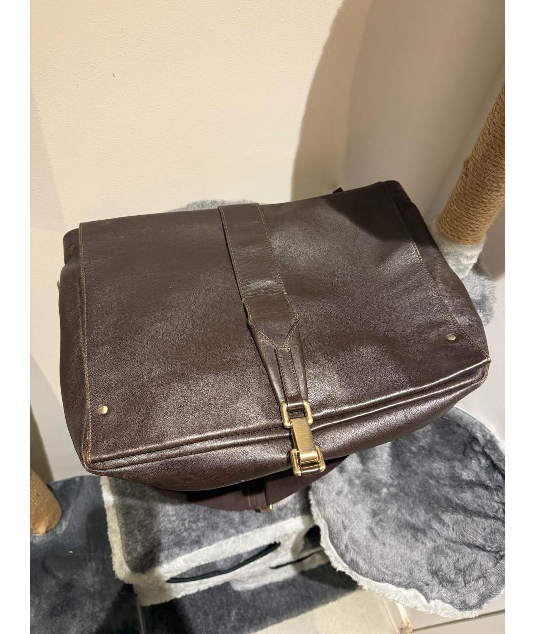 ERMENEGILDO ZEGNA XXX Коричневая кожаная сумка на плечо, фото 7