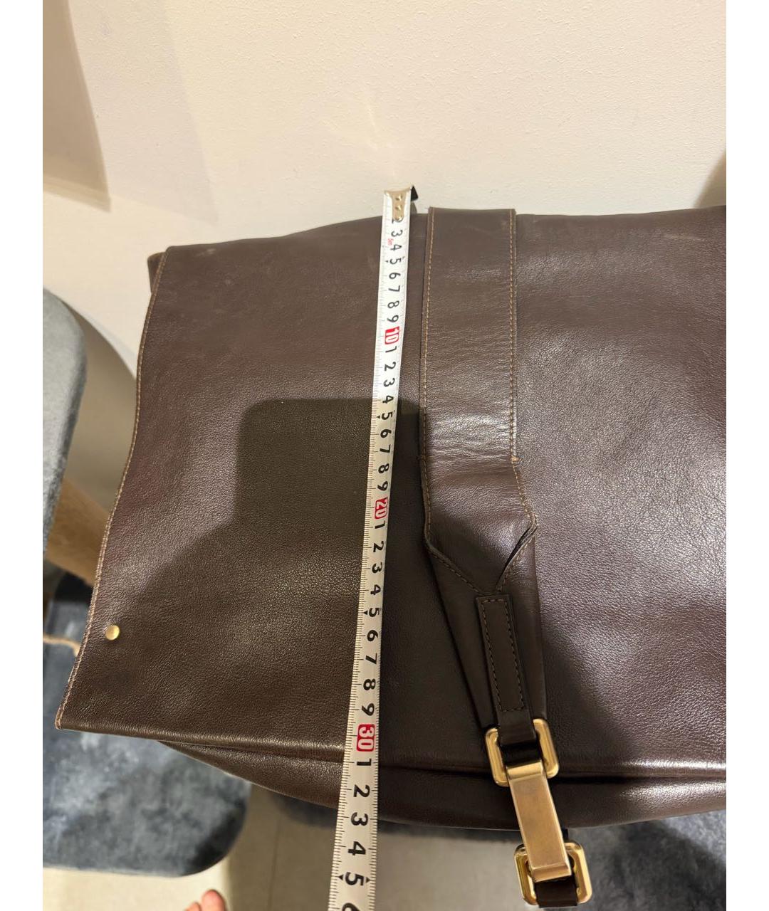 ERMENEGILDO ZEGNA XXX Коричневая кожаная сумка на плечо, фото 6