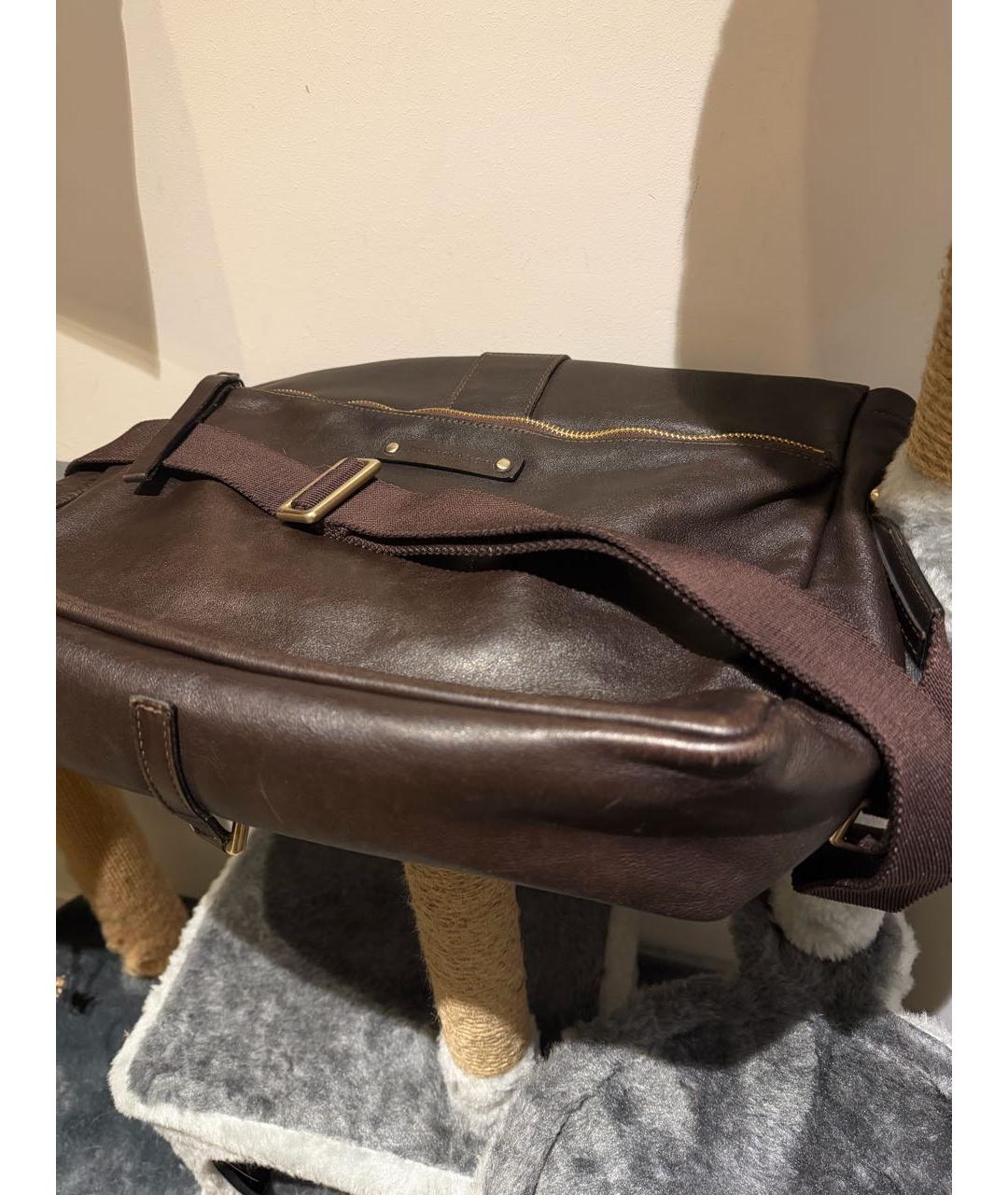 ERMENEGILDO ZEGNA XXX Коричневая кожаная сумка на плечо, фото 4