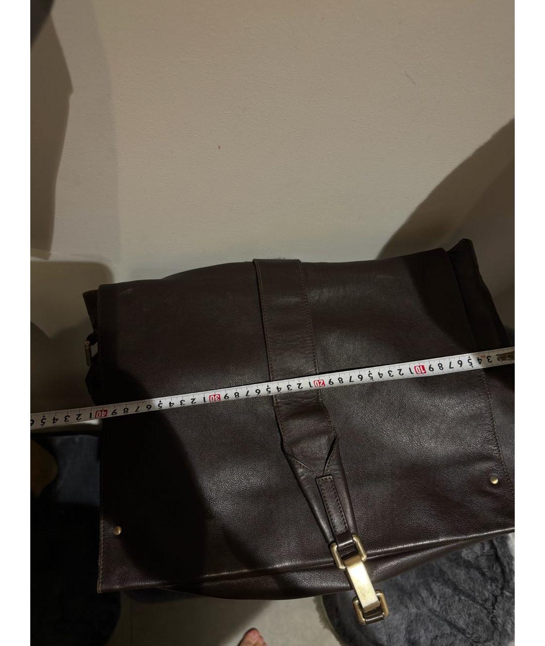ERMENEGILDO ZEGNA XXX Коричневая кожаная сумка на плечо, фото 5