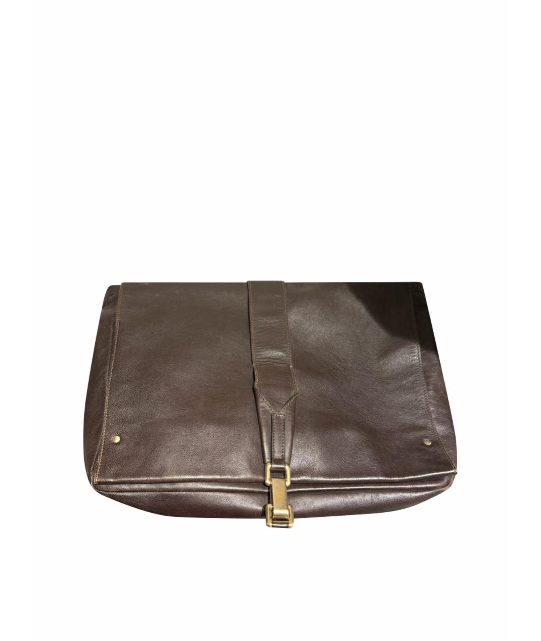 ERMENEGILDO ZEGNA XXX Коричневая кожаная сумка на плечо, фото 1