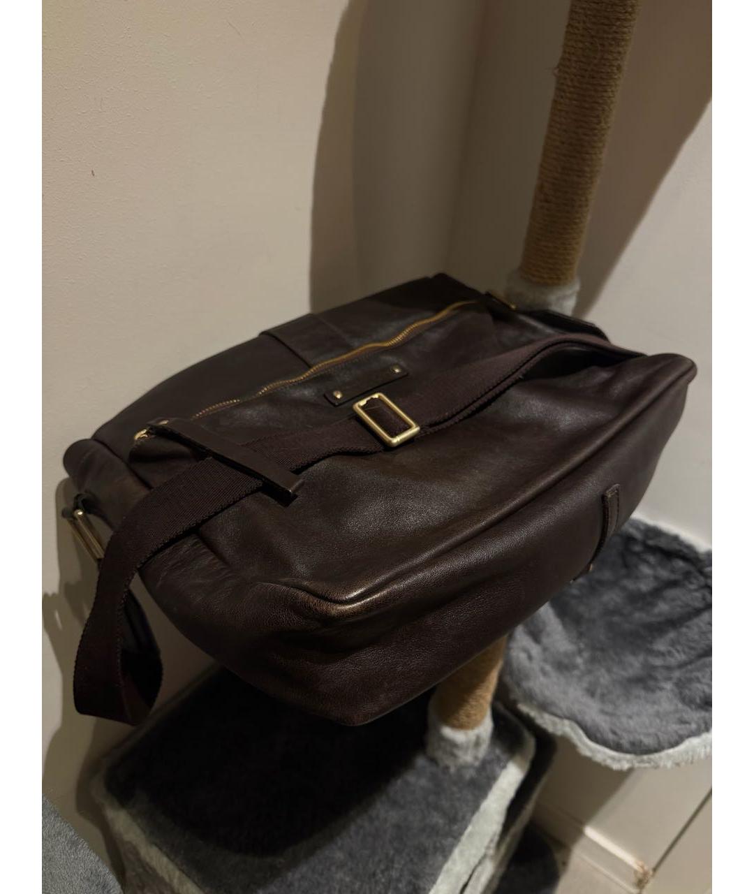 ERMENEGILDO ZEGNA XXX Коричневая кожаная сумка на плечо, фото 2