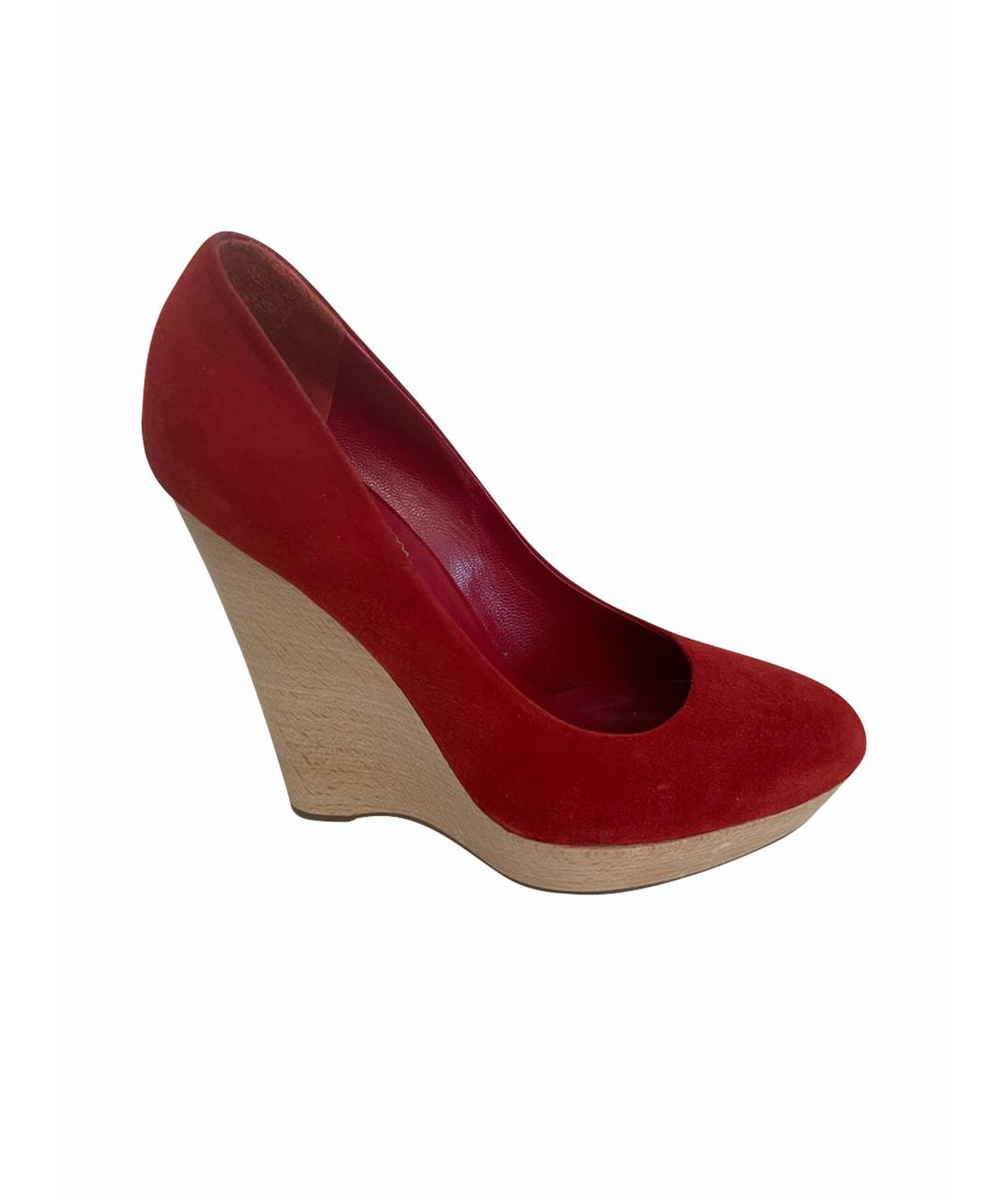 SAINT LAURENT Красные замшевые туфли, фото 1