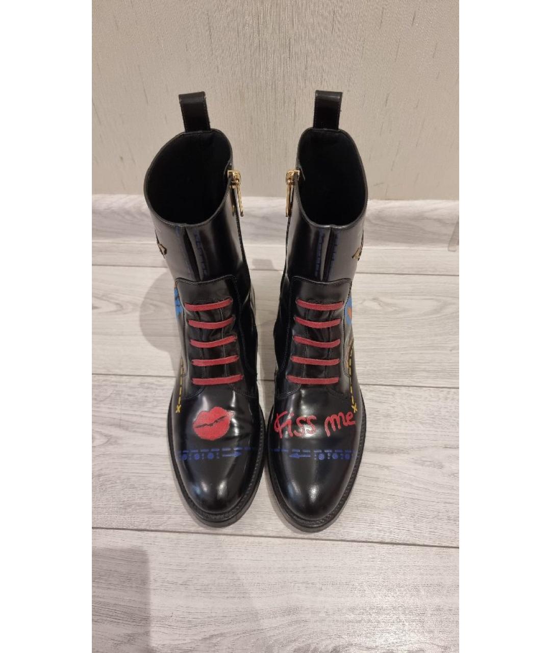 DOLCE&GABBANA Черные кожаные ботинки, фото 2