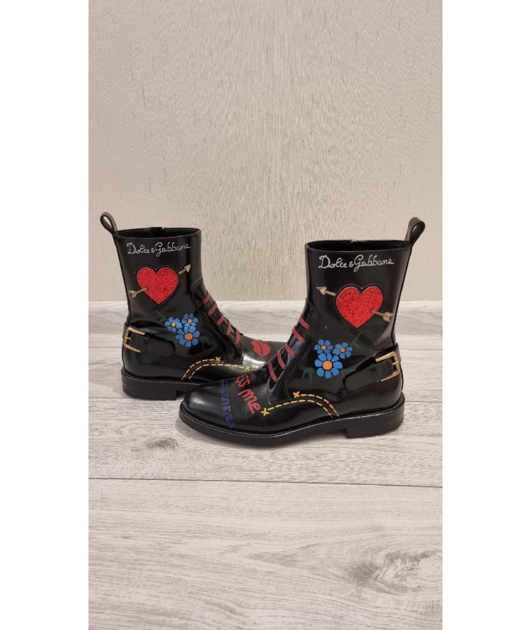 DOLCE&GABBANA Черные кожаные ботинки, фото 5