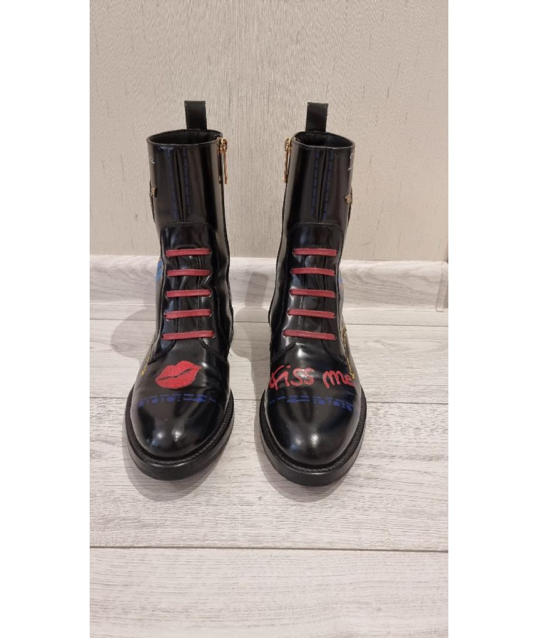 DOLCE&GABBANA Черные кожаные ботинки, фото 3