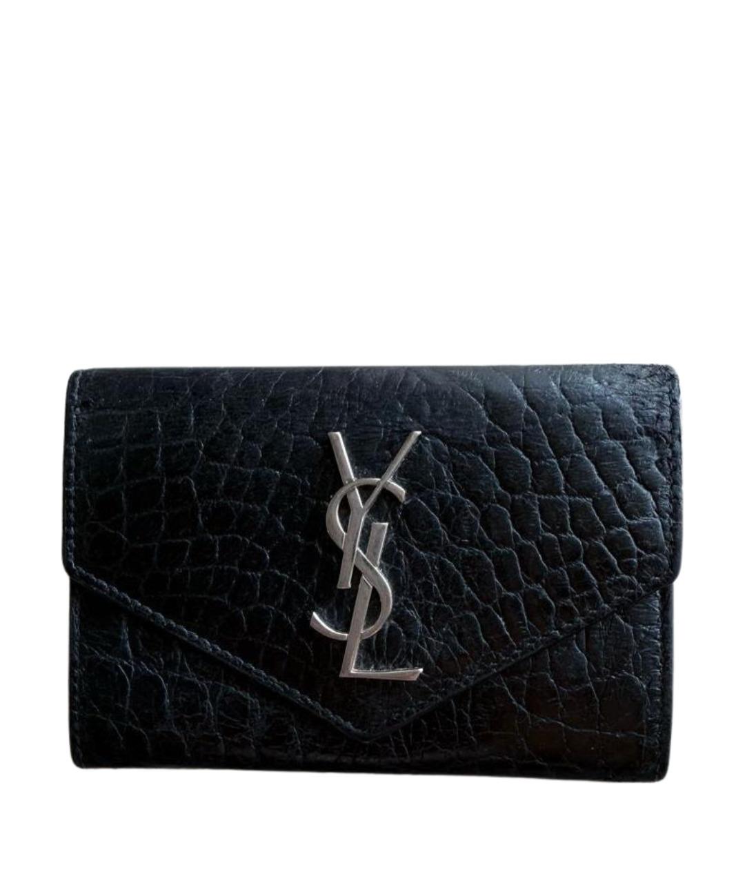 SAINT LAURENT Черный кожаный кошелек, фото 1