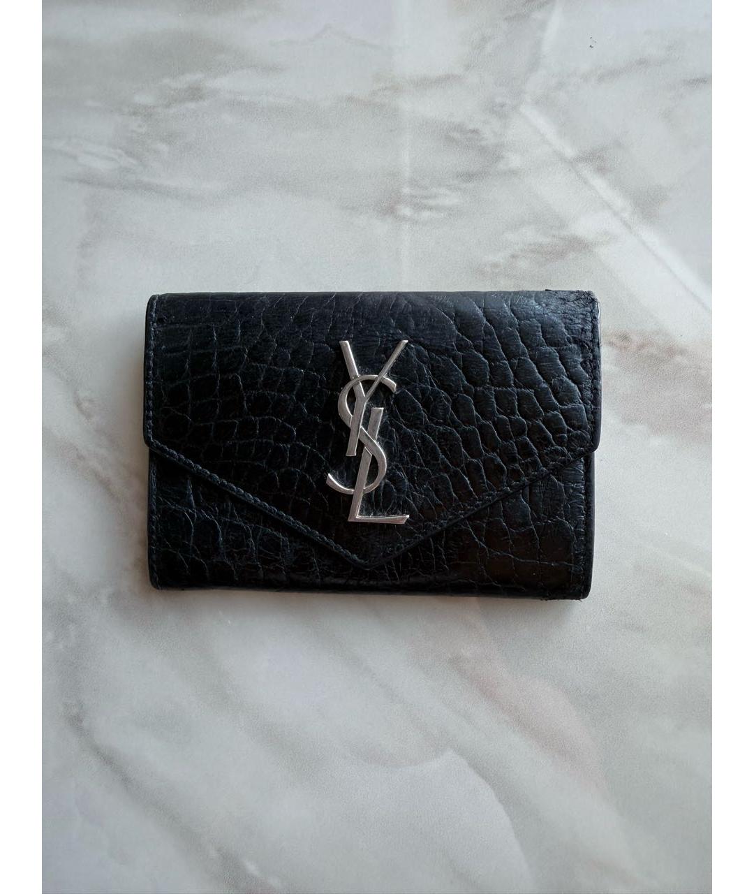 SAINT LAURENT Черный кожаный кошелек, фото 7